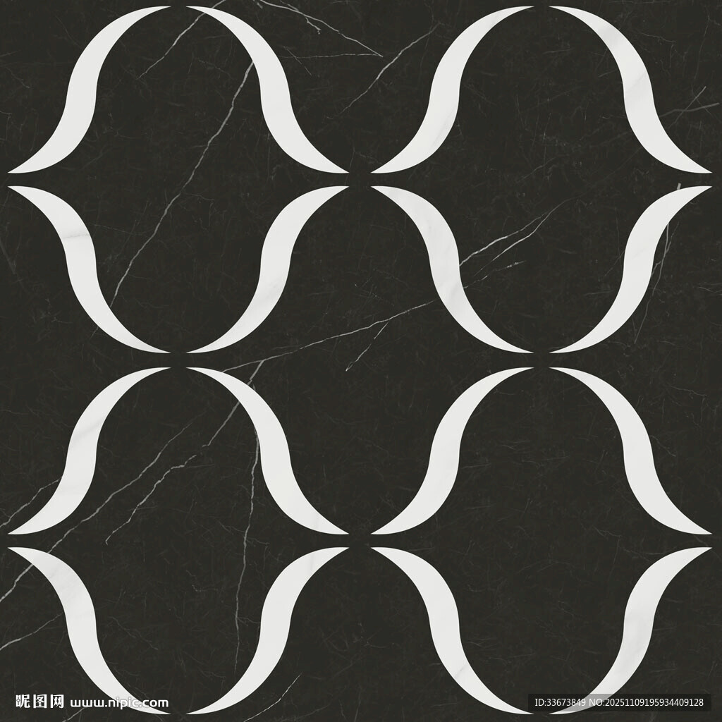 黑白几何曲线花砖