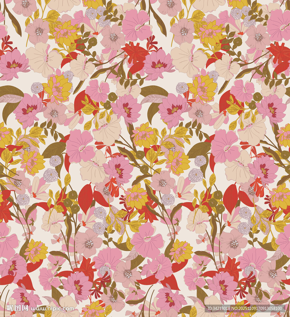 大牌复古花卉图案