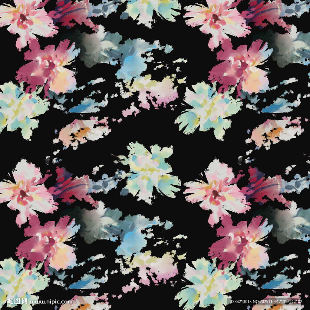 大牌多彩花卉图案