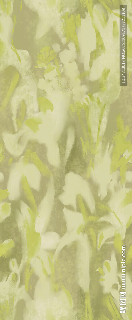 大牌淡绿色抽象花卉图案