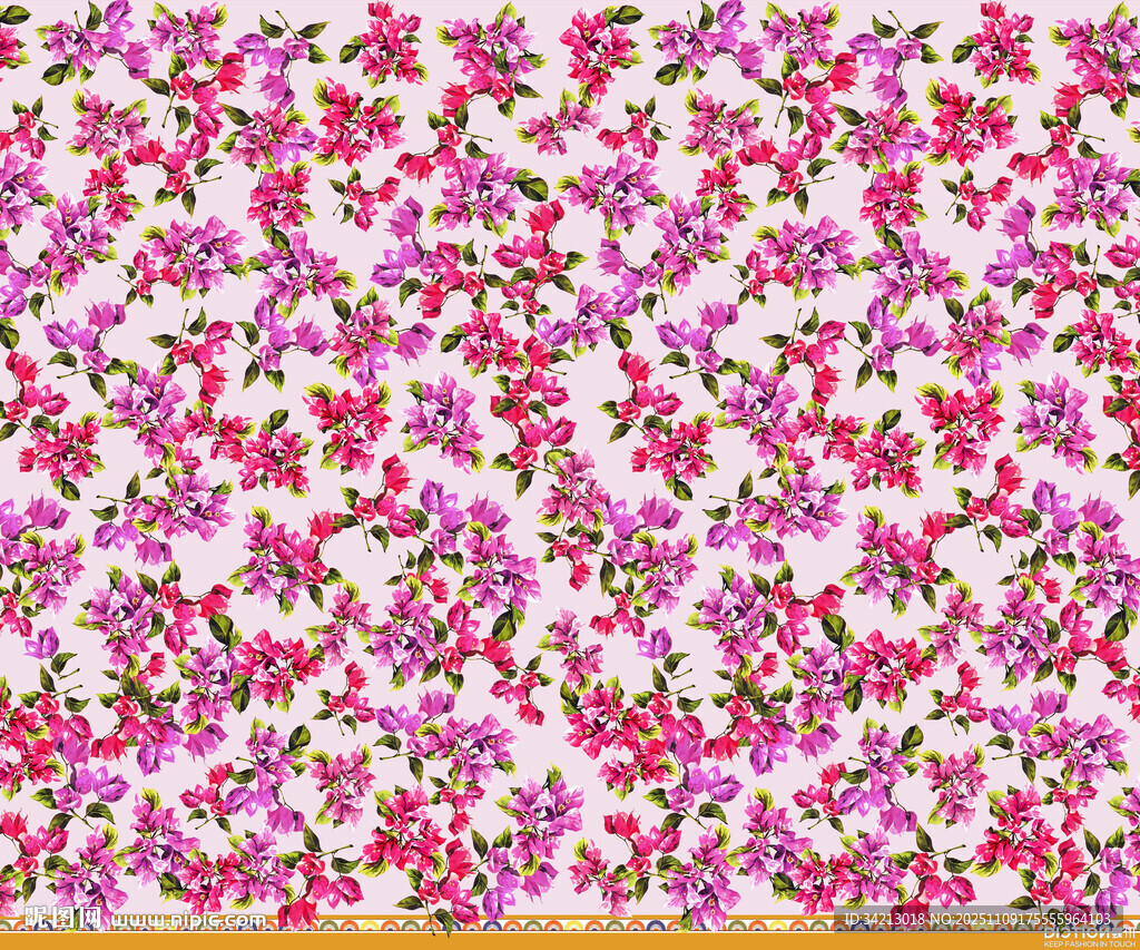 大牌粉色碎花图案