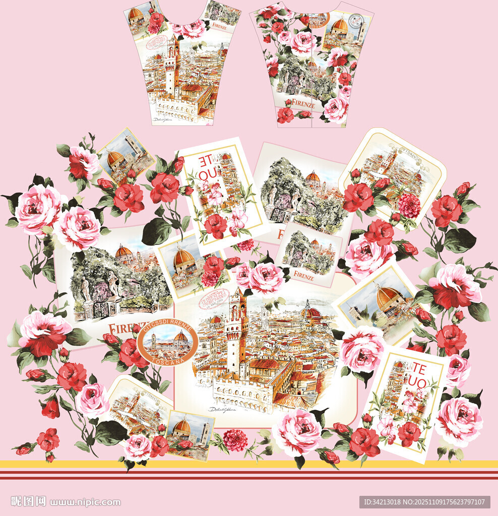 大牌复古花卉蝴蝶图案