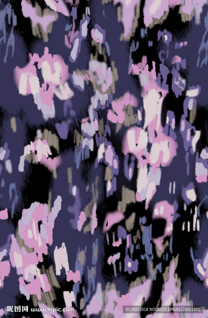 大牌梦幻粉紫花卉图案