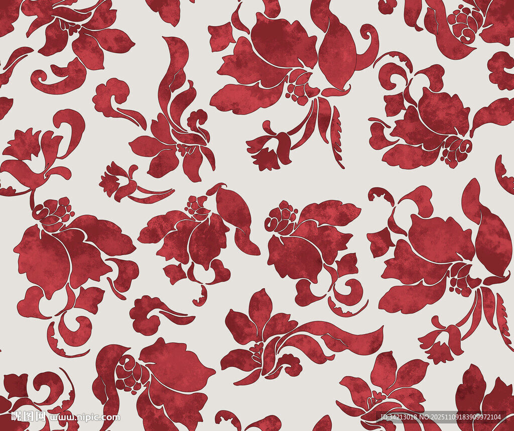 大牌红色花卉图案