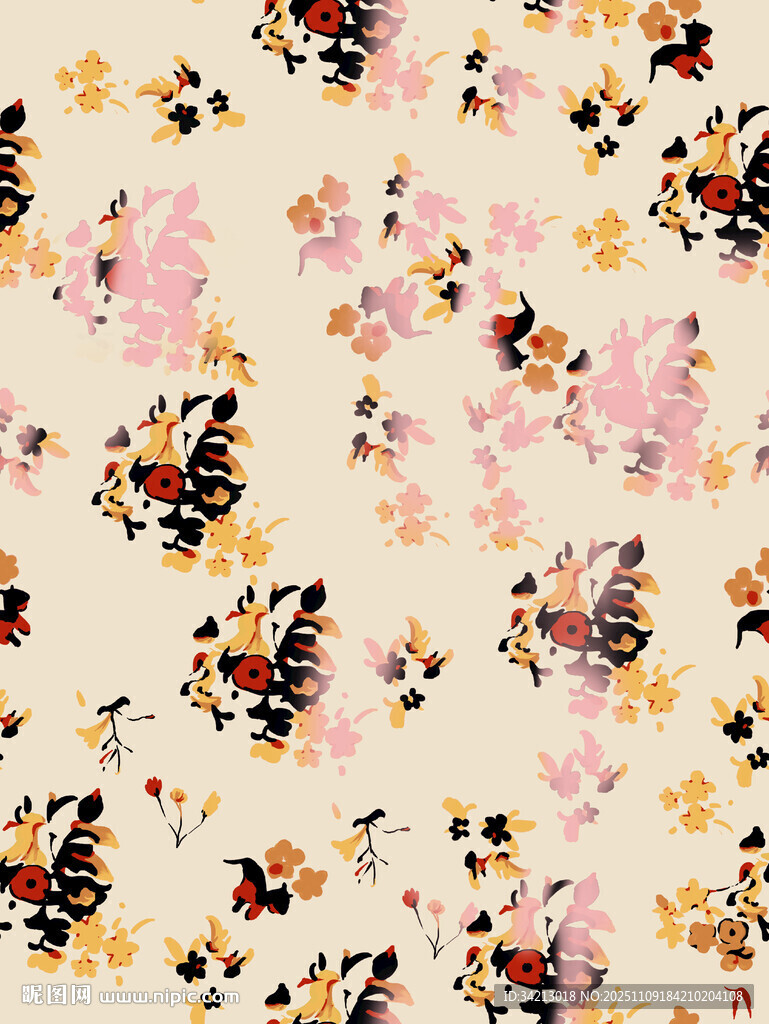 大牌复古花卉图案