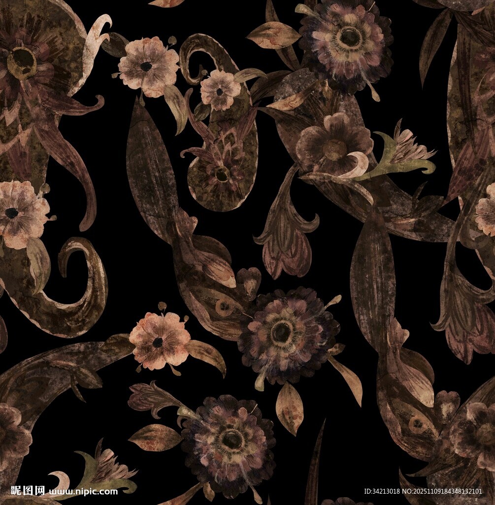 大牌复古花卉图案