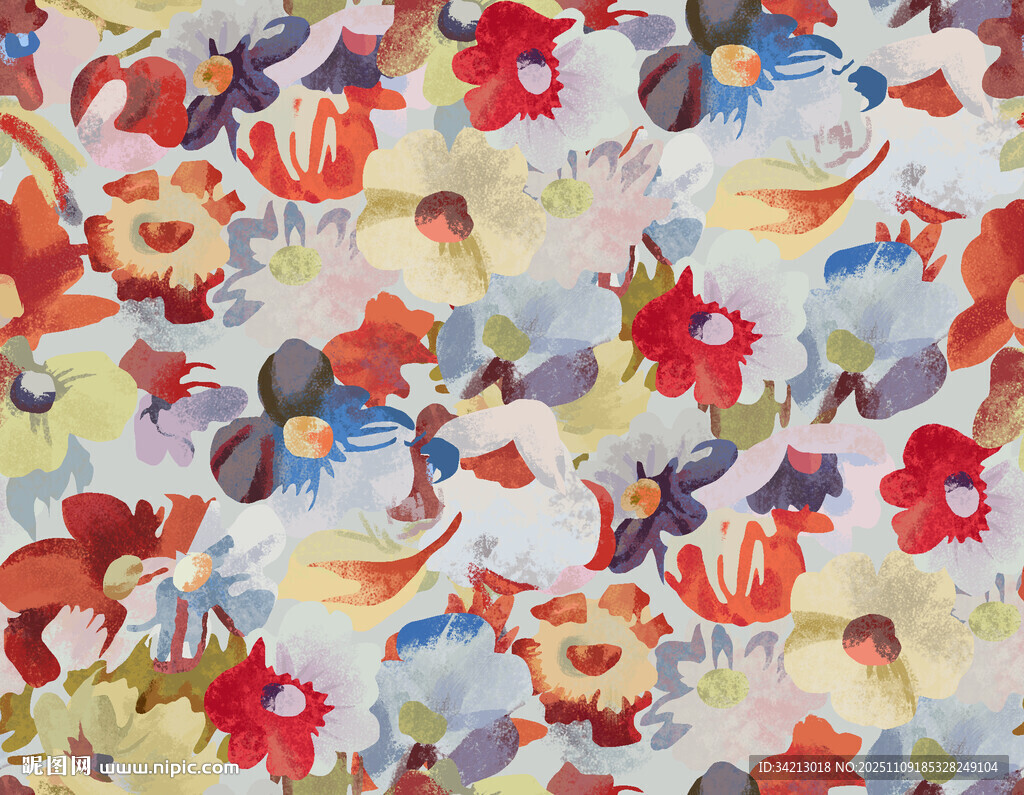 大牌多彩花卉图案