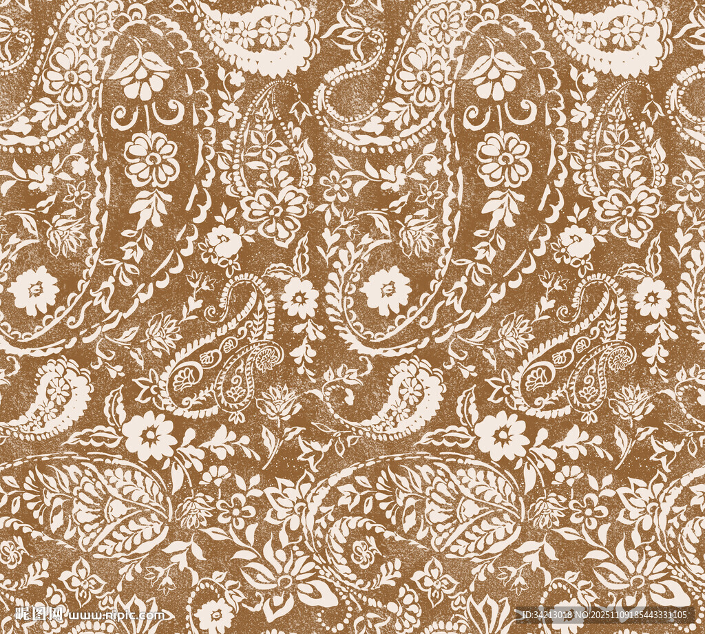 大牌复古佩斯利花纹图案