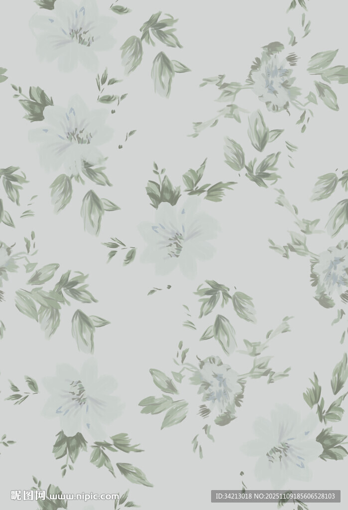 大牌淡绿色植物花纹图案