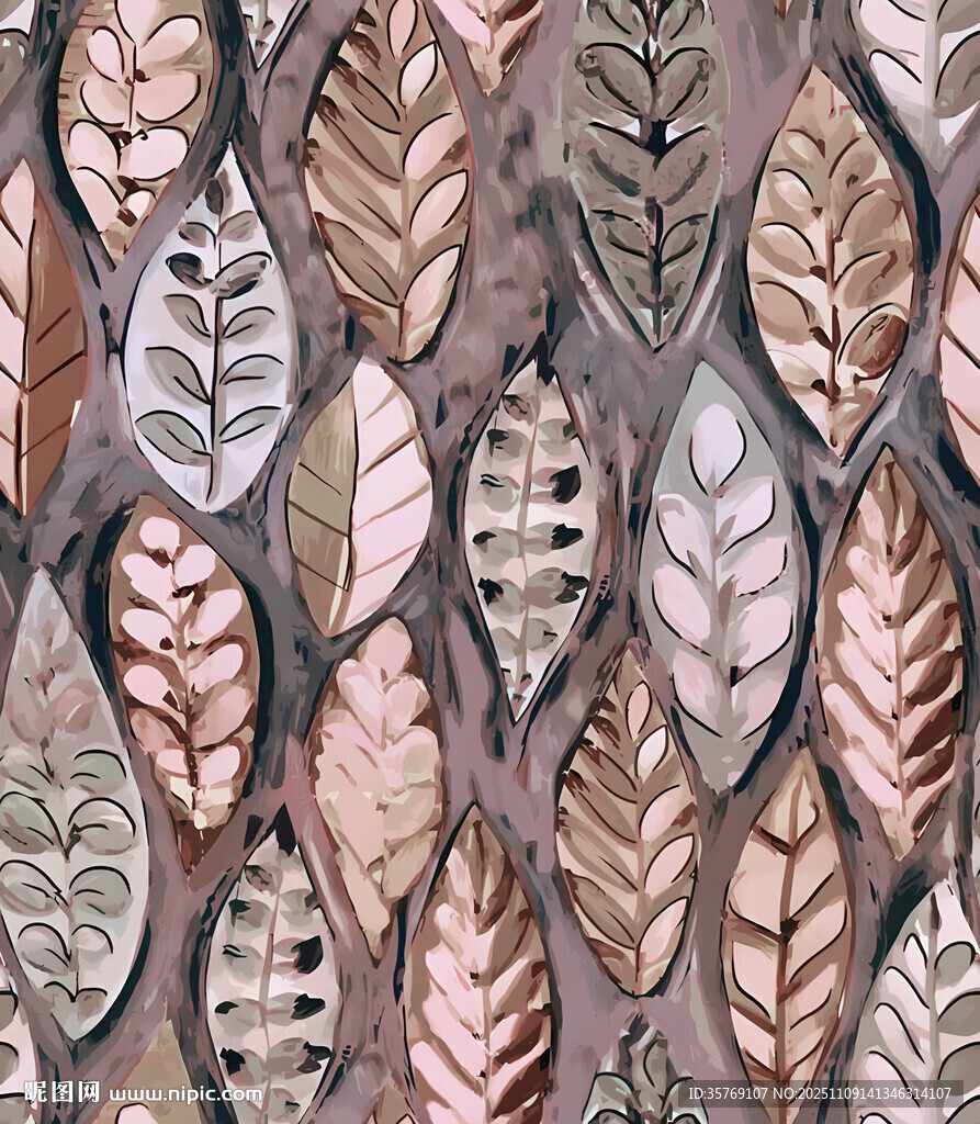 树叶图案的精美纹理背景