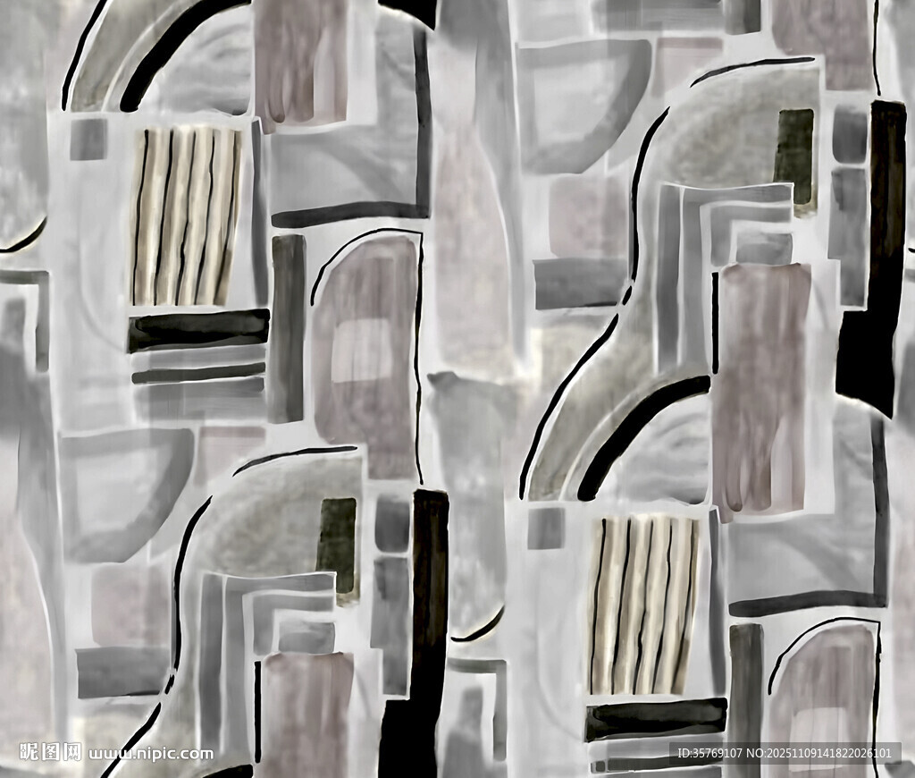 几何抽象艺术墙面图案