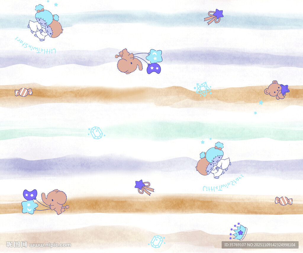 卡通风格海洋生物条纹图案