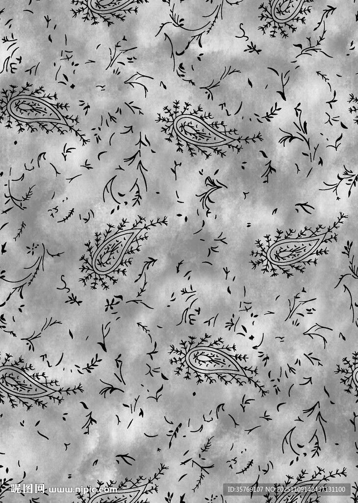 灰白花卉纹理图案