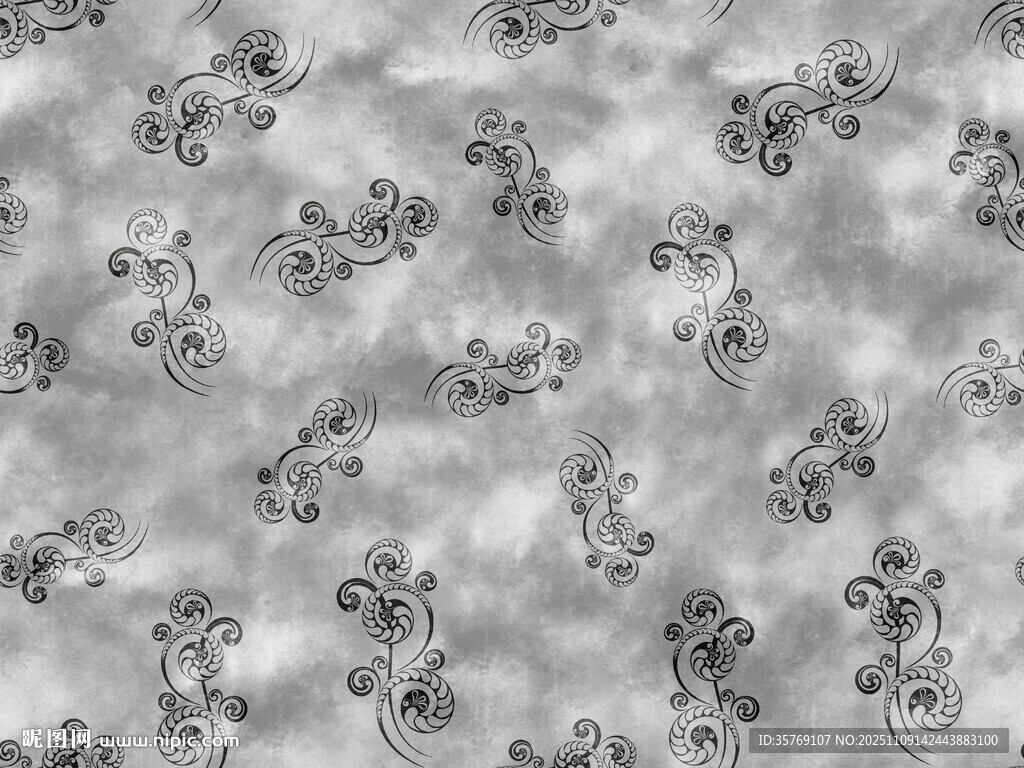 黑白花卉纹理图案背景