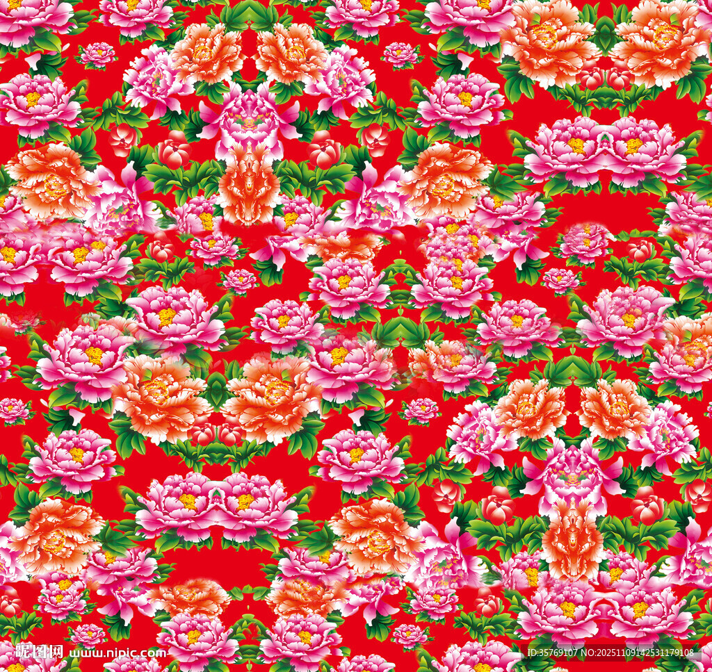 红色繁花图案