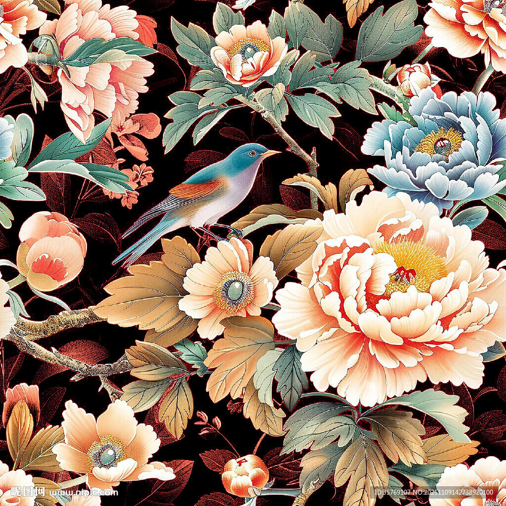 中式花鸟花卉精美图案