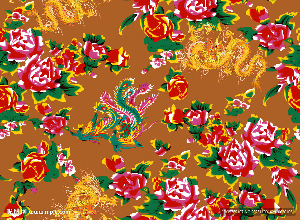 复古花卉图案布料纹理