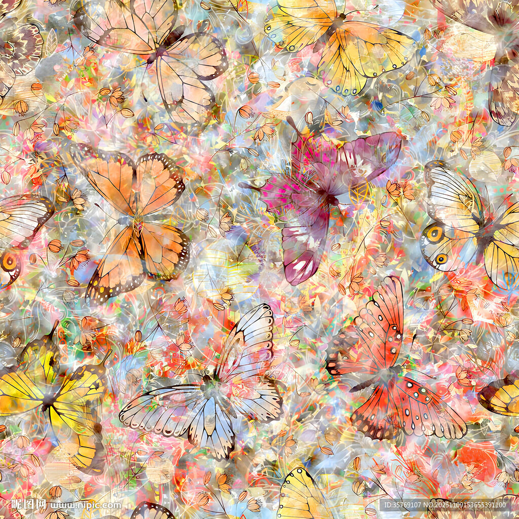 缤纷多彩抽象花卉纹理图