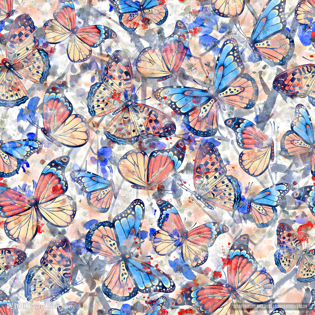 多彩蝴蝶图案背景