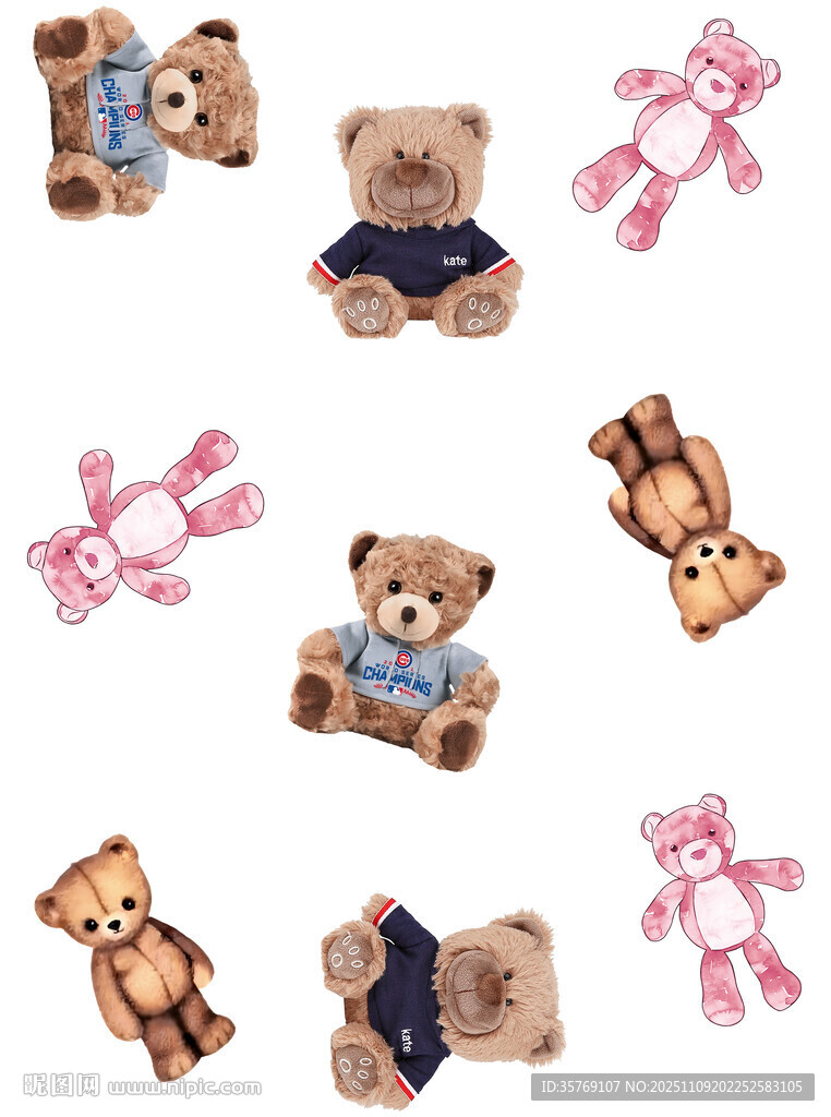 可爱多样的毛绒小熊玩具