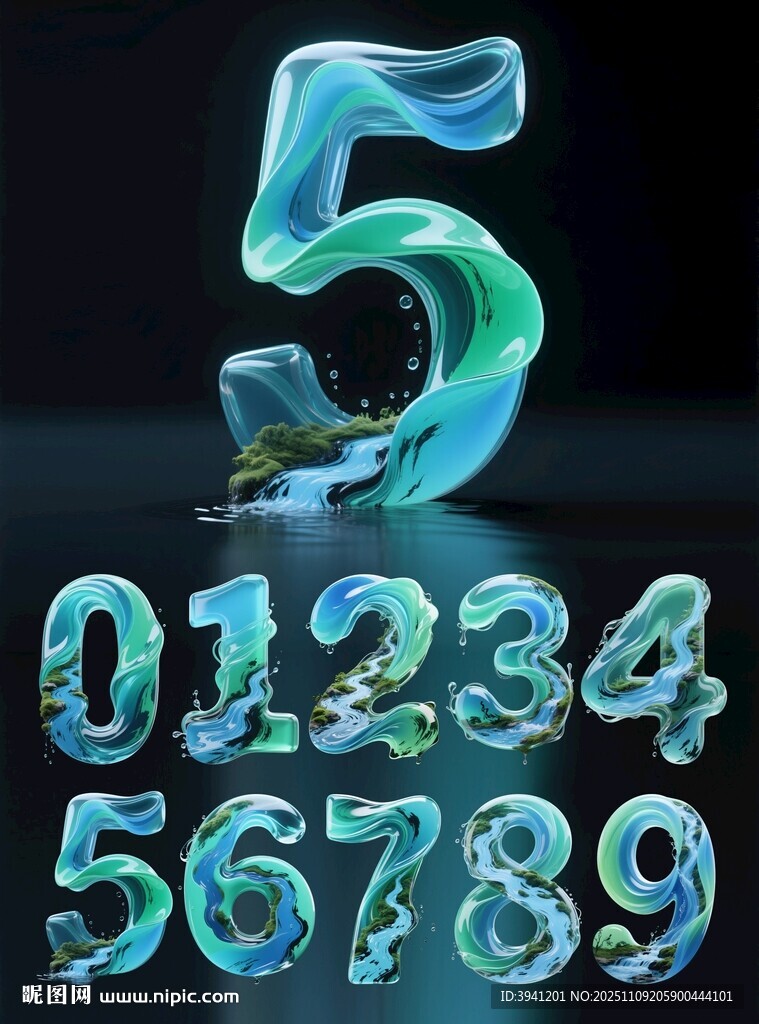梦幻水波纹数字5序列