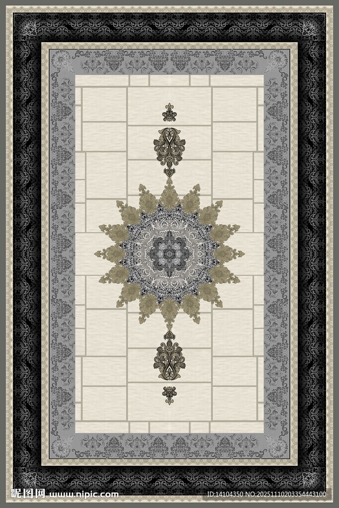 复古花纹方形地毯图案