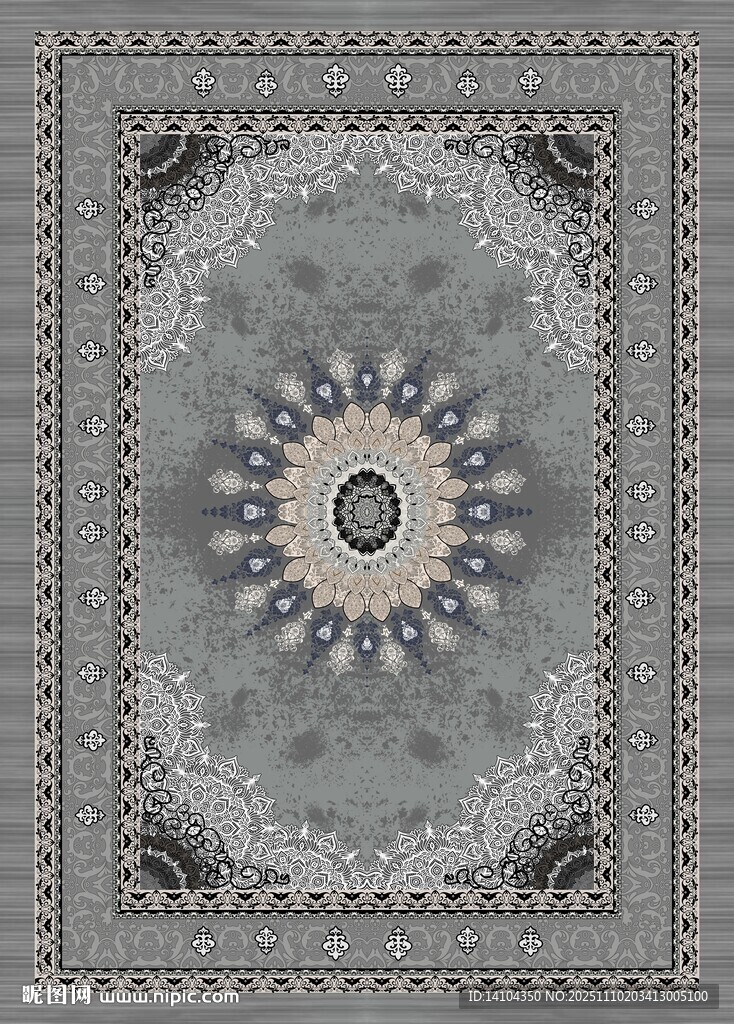复古花纹方形地毯图案