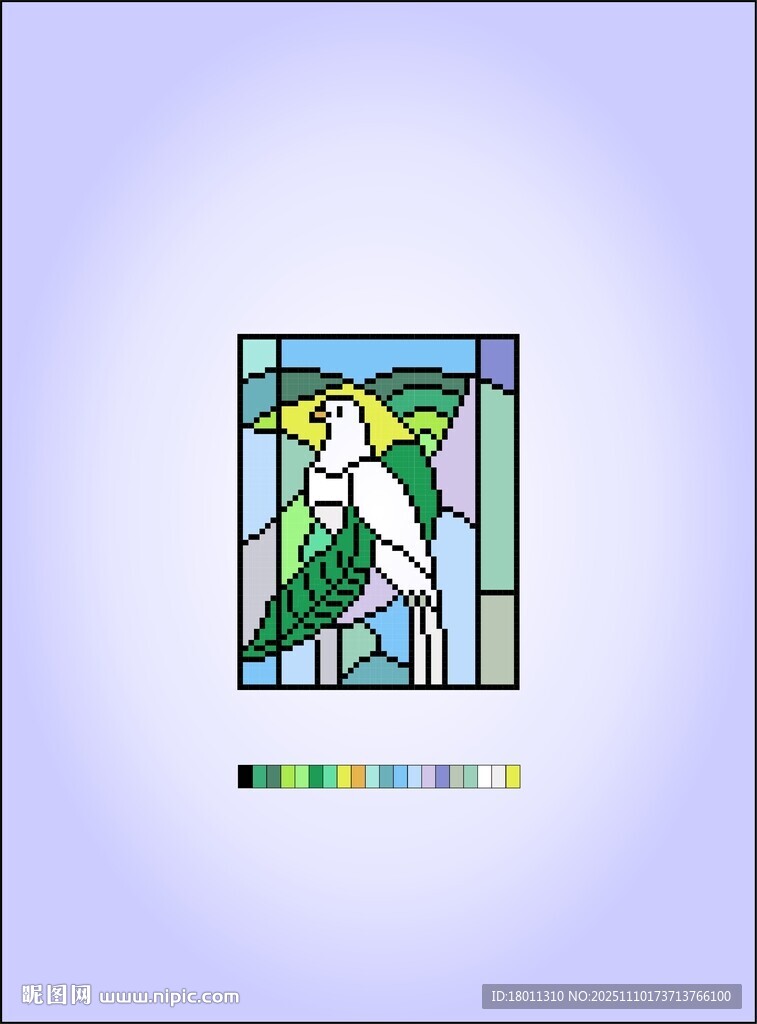 彩色玻璃风格的鸟图案像素