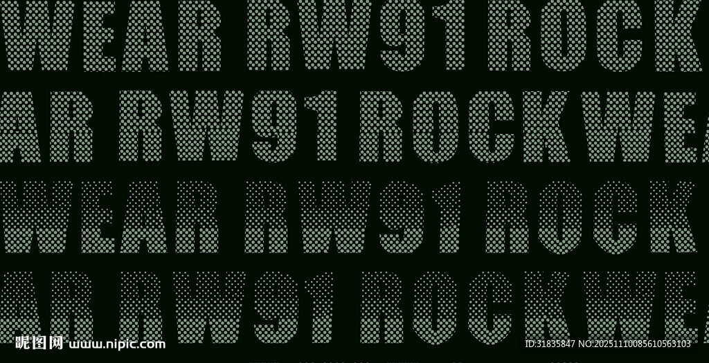 黑色摇滚风字母印花图案