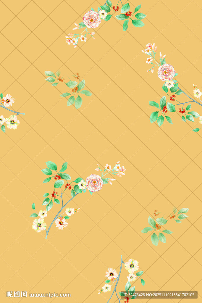 黄色底花卉图案装饰图
