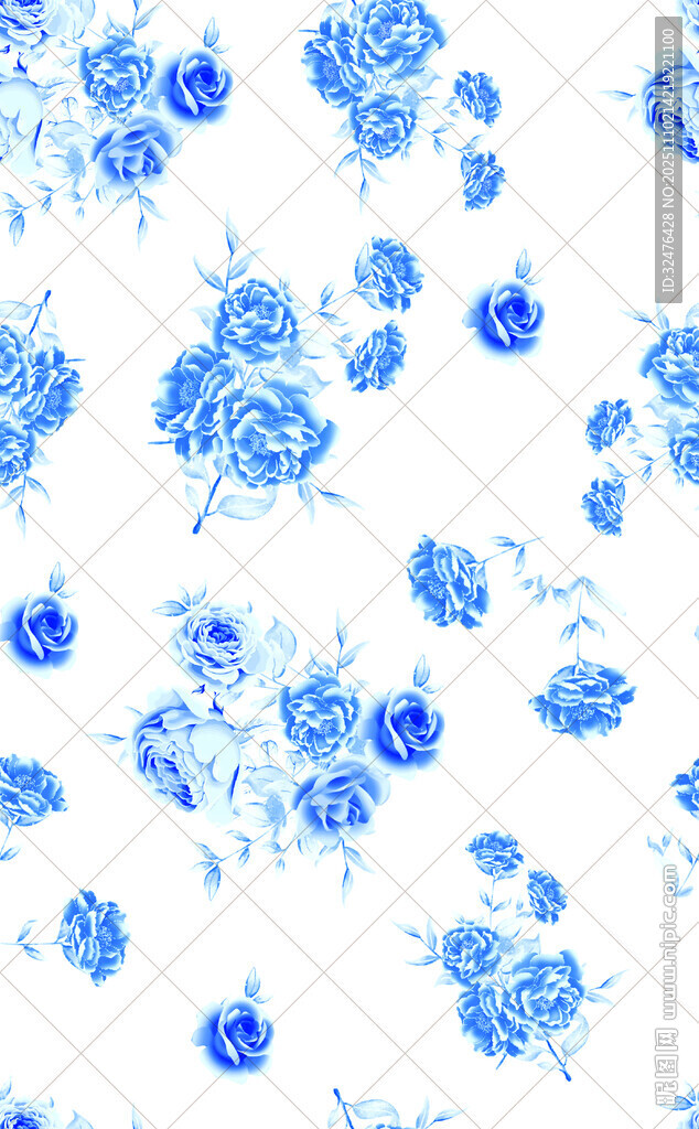 蓝白花卉图案背景