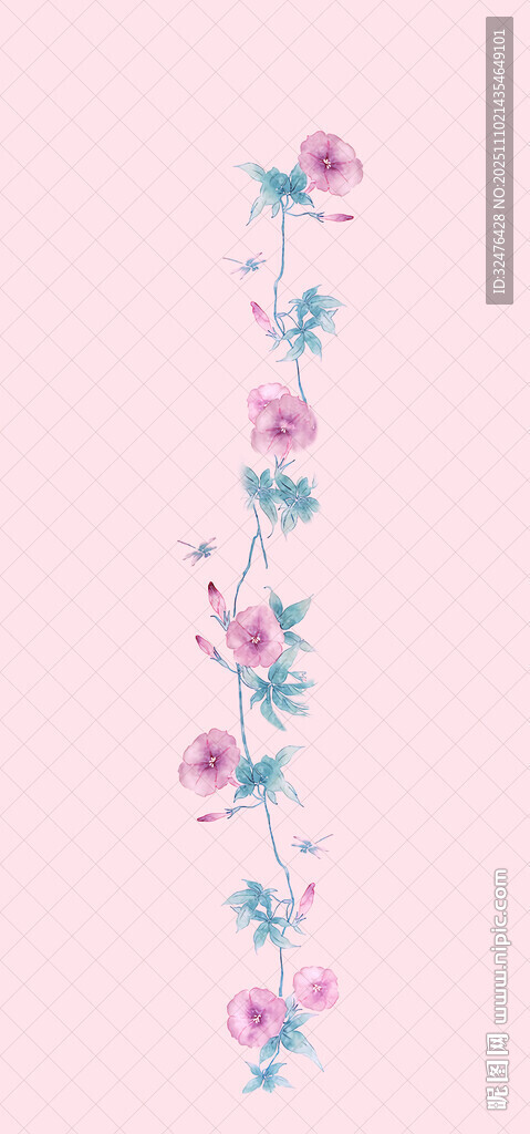 粉色花卉藤蔓装饰图案