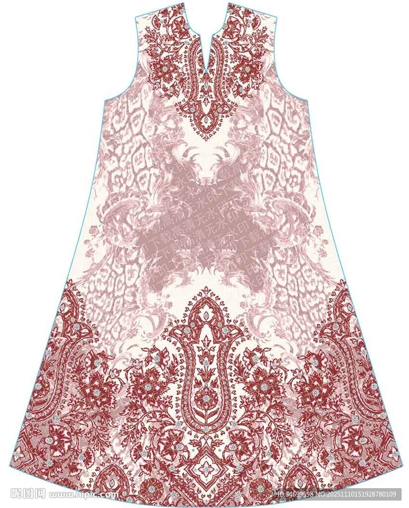 中东袍子 腰果定位花  