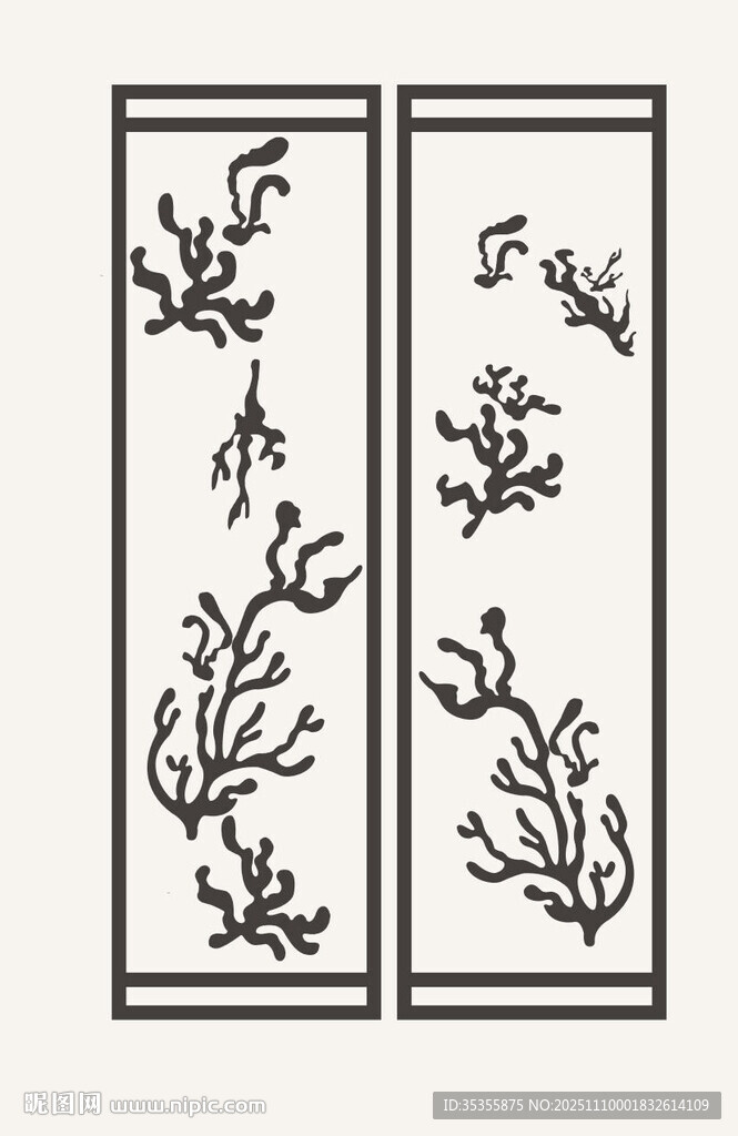 中式花鸟雕花装饰图案