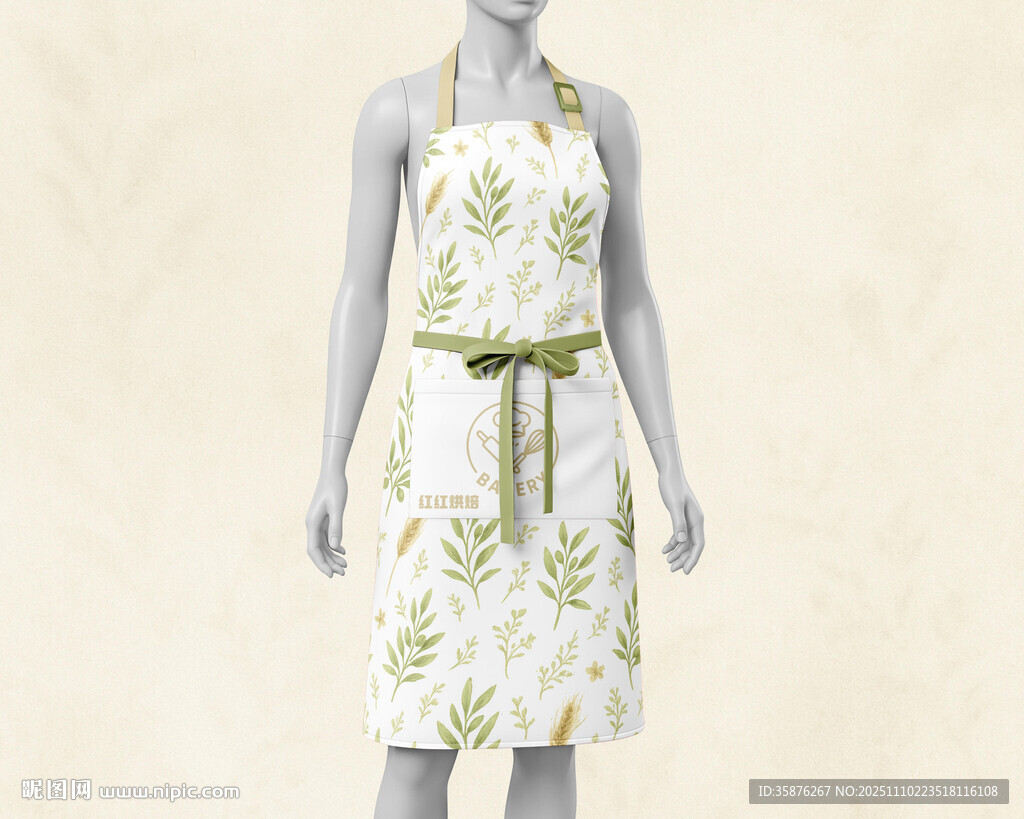 法式烘焙清新围裙样机展示