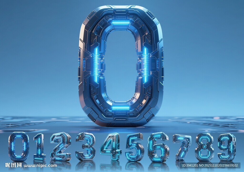 蓝色立体数字每个数字都可放大