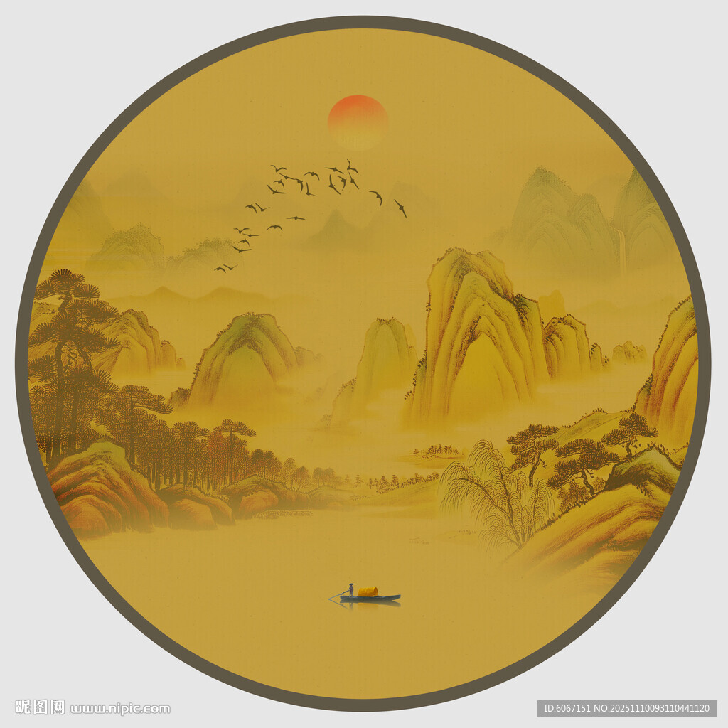 古风山水画背景