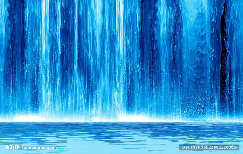 梦幻蓝色瀑布景观