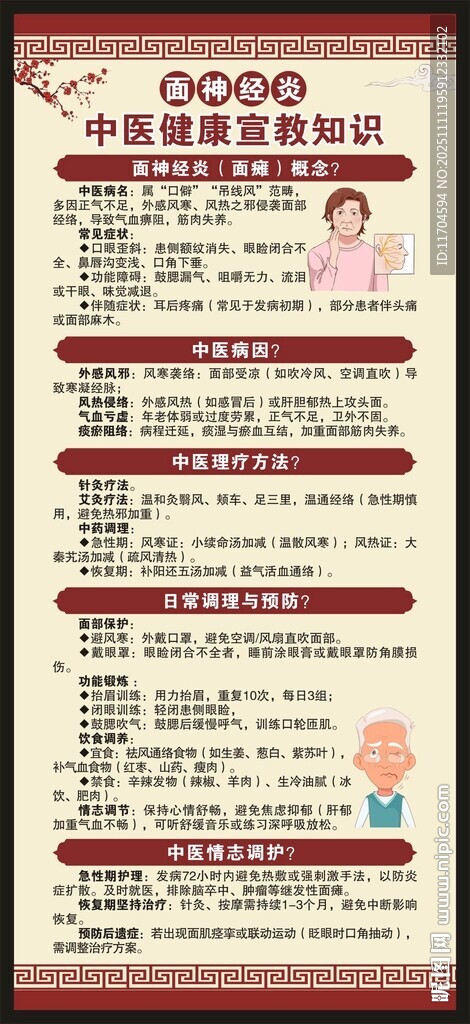 面神经炎中医健康教育知识展架