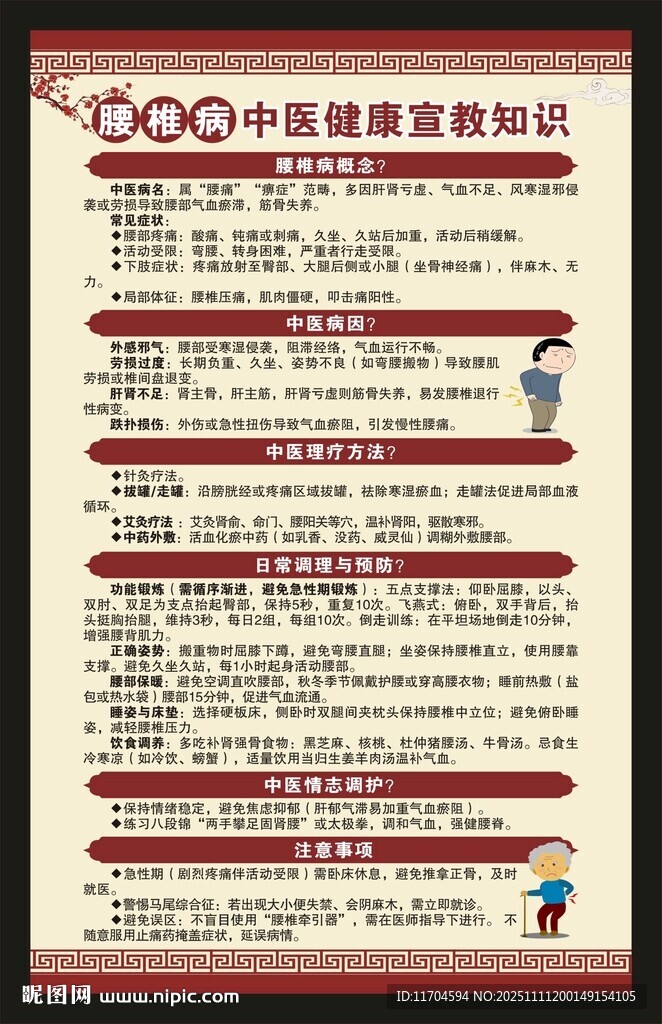 腰椎病中医健康教育知识海报