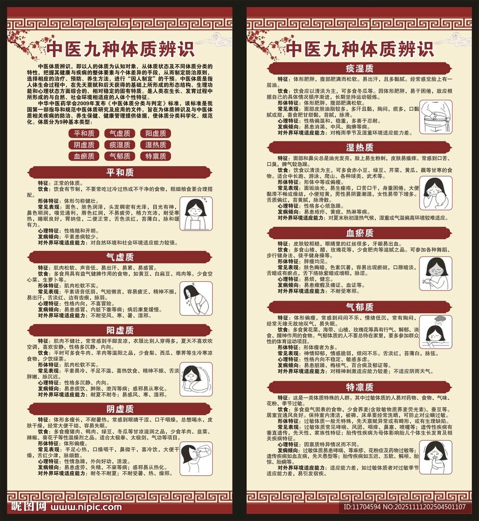 中医九种体质辨识展架