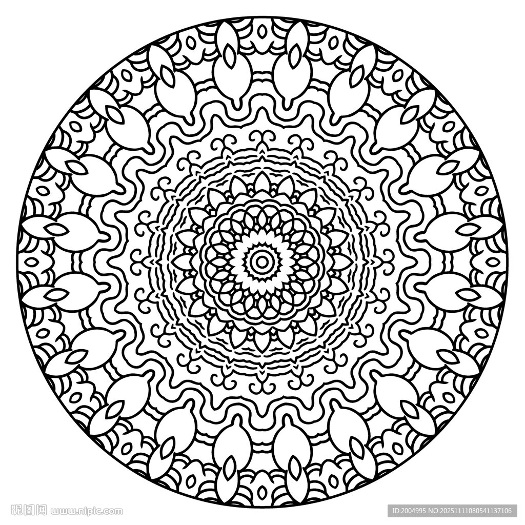 圆形黑白古典花纹