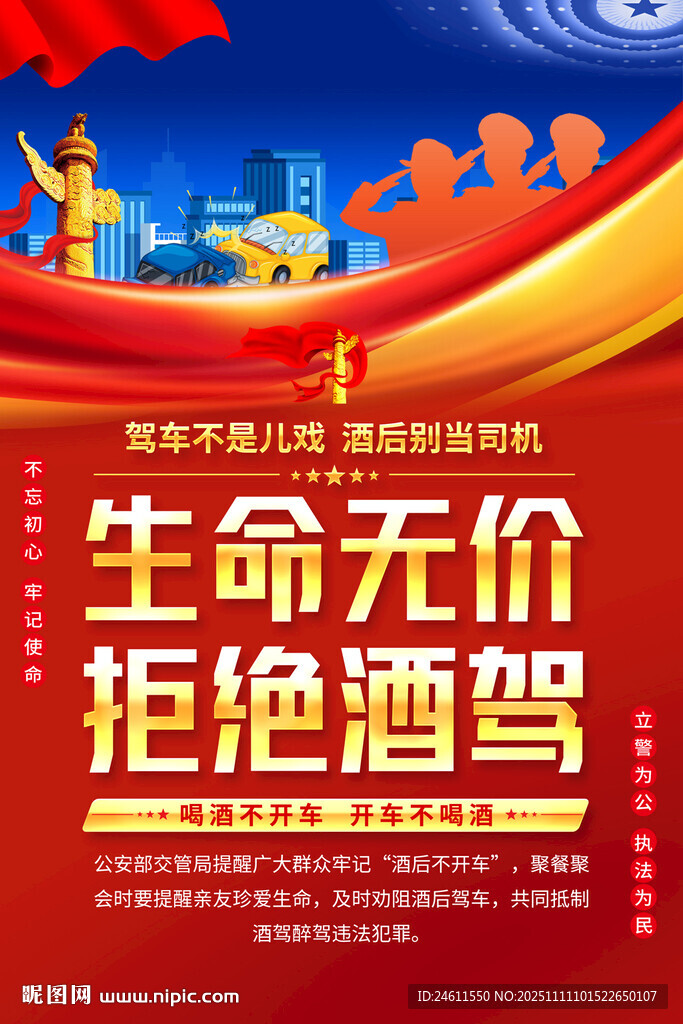 生命无价拒绝酒驾宣传海报