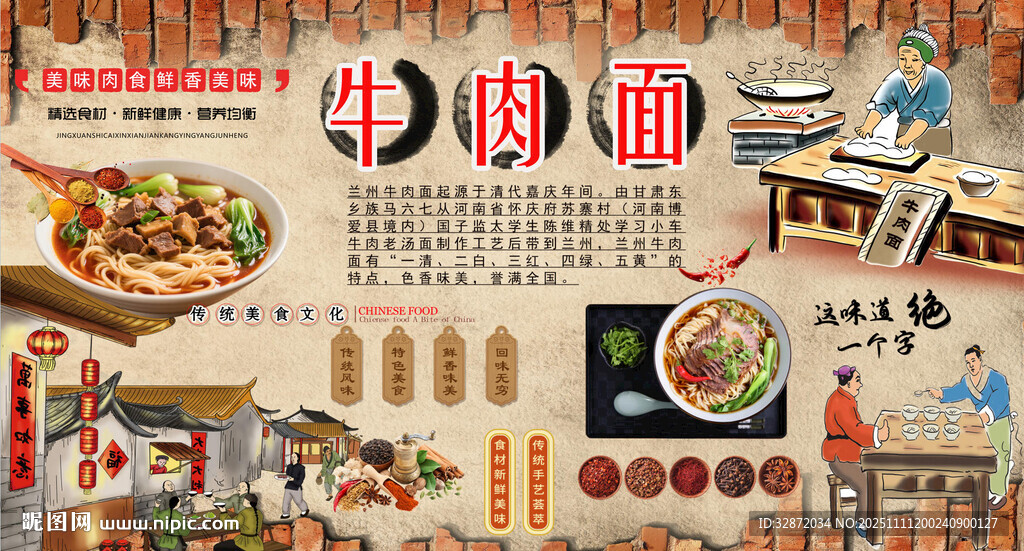 兰州牛肉面背景墙