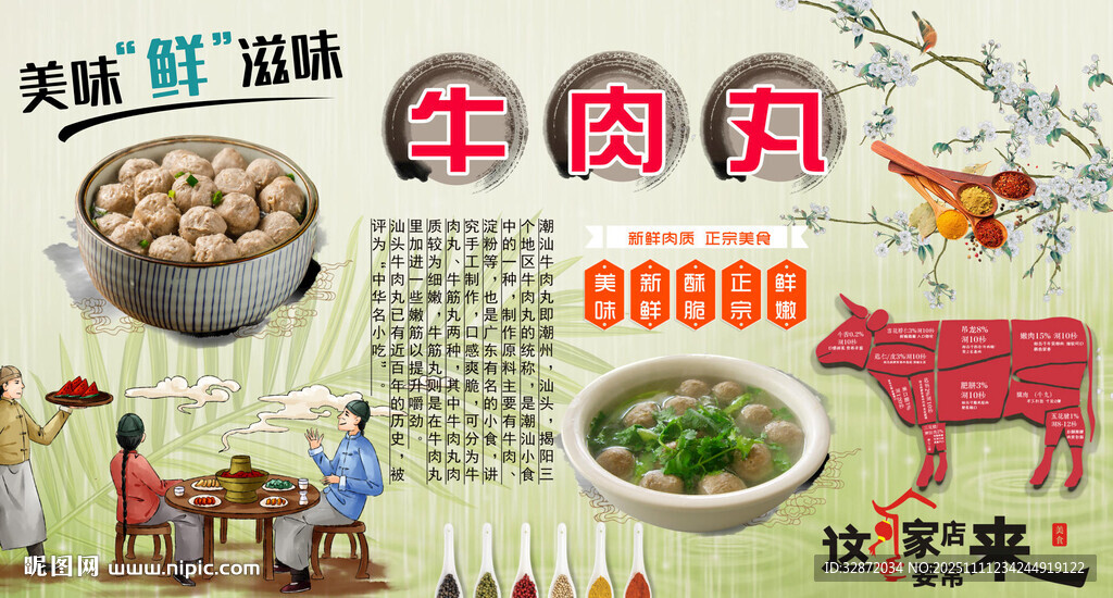 牛肉丸背景墙