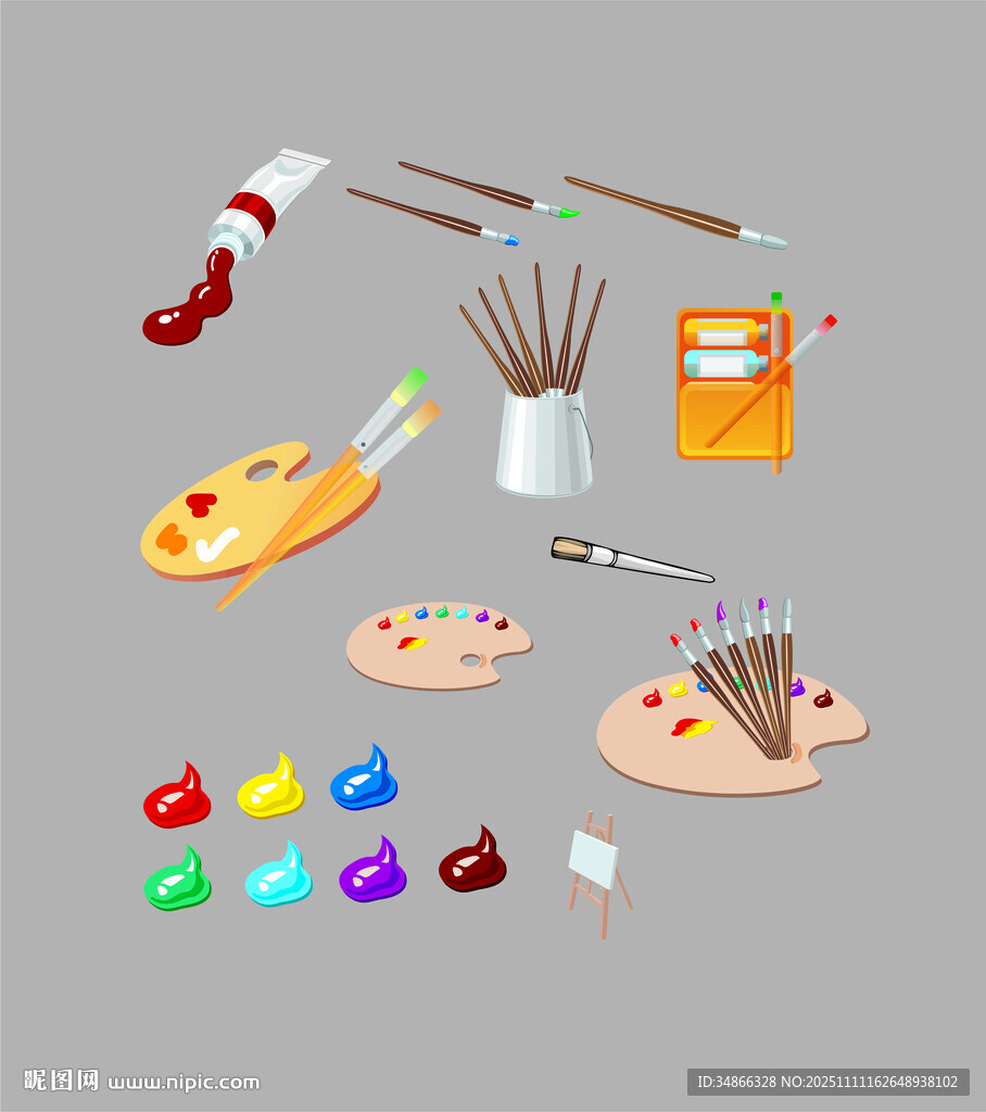 画笔颜料调色盘