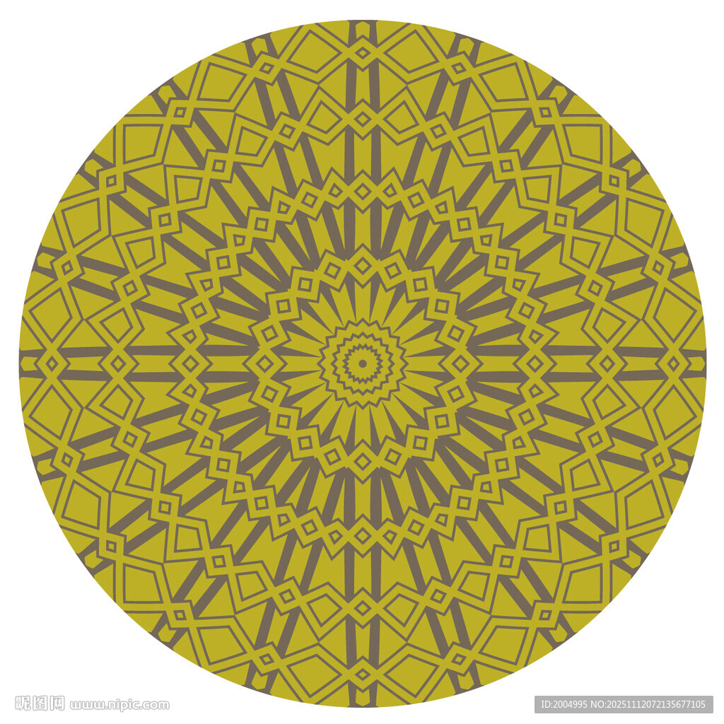 圆形黄色几何花纹图案