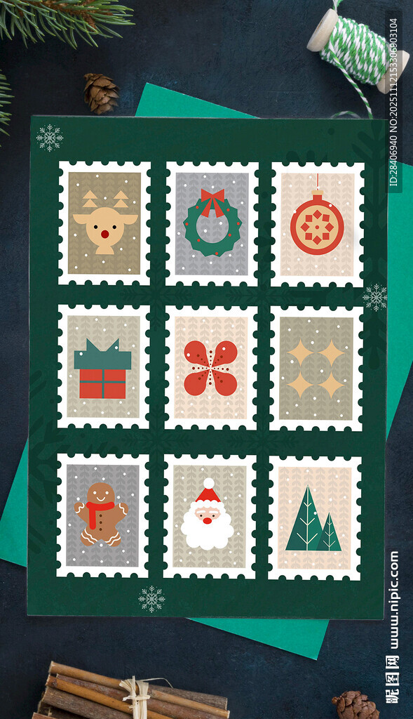 圣诞节邮票贴纸