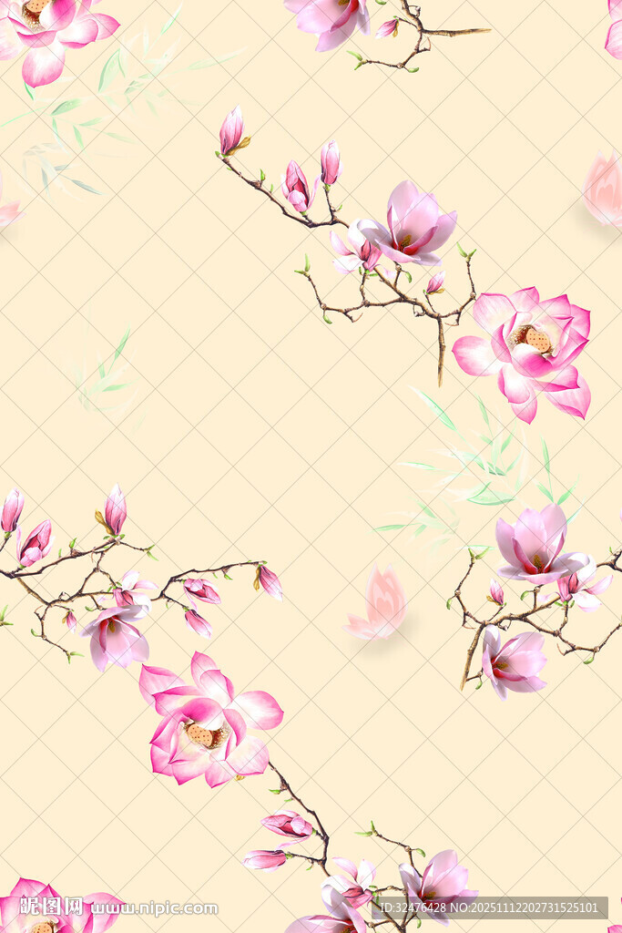 粉色花卉图案背景纹理