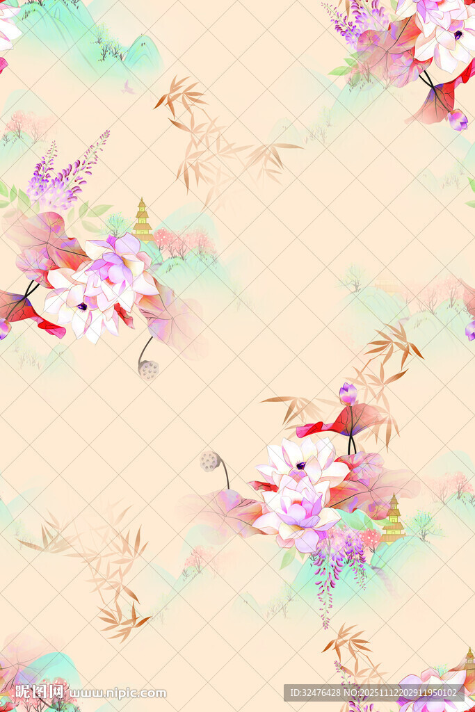 花卉水彩风纹理图案